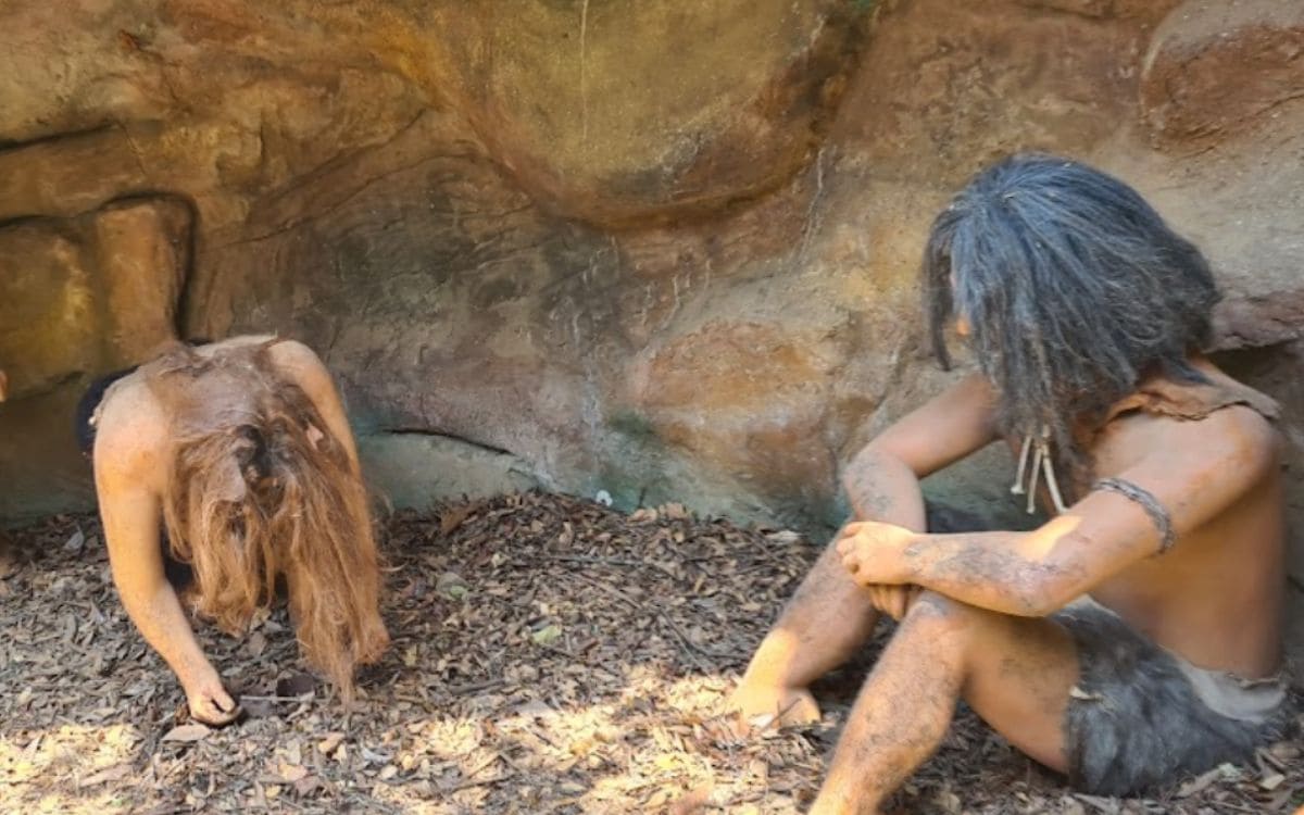 homem das cavernas no parque rocha moutonnée